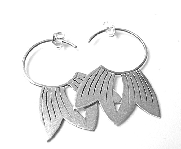 Tags Jewelry Earrings Hoop metal metalwork lotus petals flowers floral japanese sydney australia matte wedding blossom