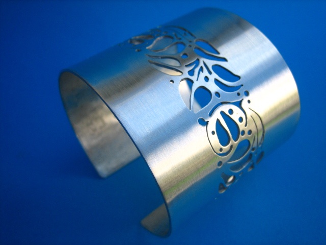 Jewelry Bracelet Cuff tigerlilly flowers sterling silver satin cuff wide bracelet metal metalwork modern sawpierced etsymetal