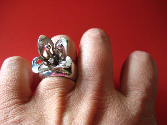 sterling silver floral ring