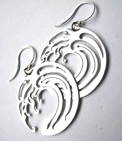  jewelry earrings metal metalwork water waves japanese sydney australia etsymetal ceeb wassermann circle hooks cut out