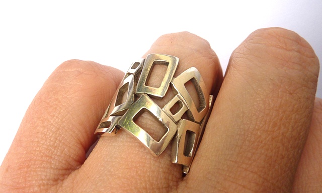 sterling silver geometric ring