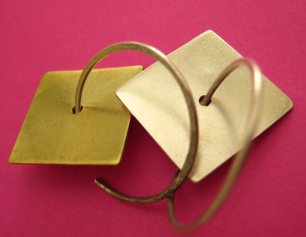 Tags Jewelry Earrings earring metal modern metalwork wire square geometric gold hoops swing balanced sparkly
