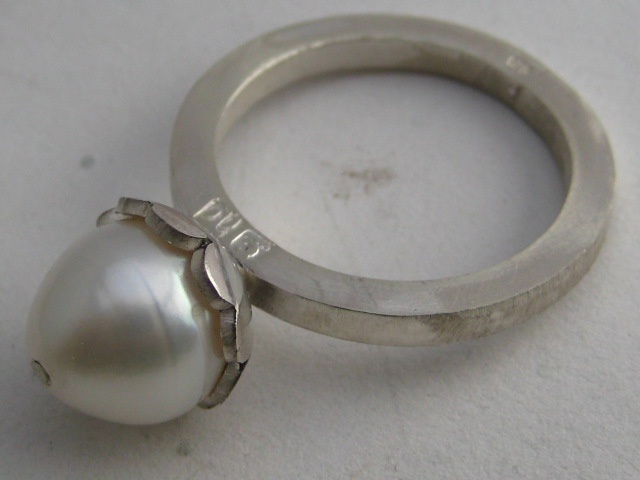  Jewelry Ring Metal metalwork pearl flower cherry blossom stack ring sterling silver australia wedding