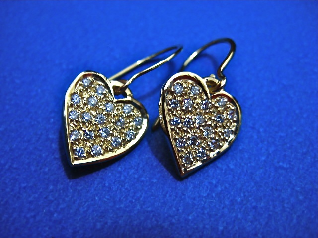 18ctYellowGold Heart Earrings with Pave Diamonds