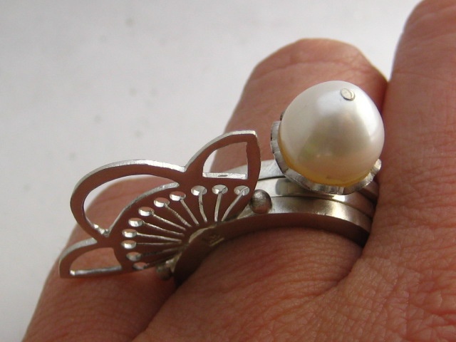 sakura cherry blossom japanese stacking ring sterling silver handmade australia