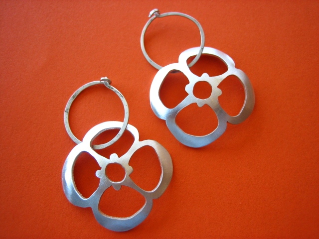lotus shaped sterling silver earrings