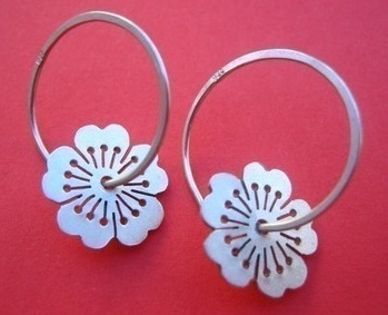sakura cherry blossom japanese  sterling silver handmade australia earrings