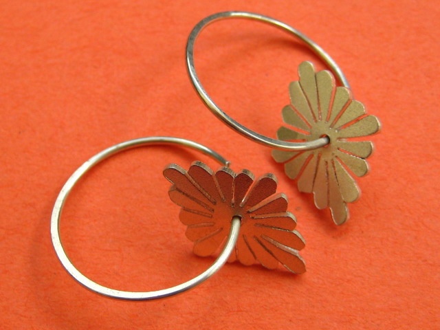  jewelry, earrings, metal, metalwork, hoop,  silversmith, japanese, flower, daisy, sydney, australia, indie 