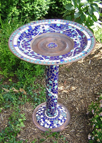 Mosaic Birdbath on Copper