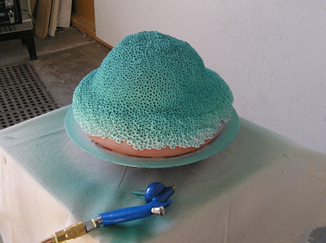 Bluegreen & Terra Cotta Orb in process