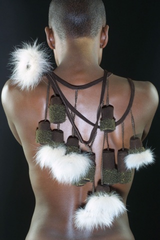 White Fox Hanging Wrap Neckpiece