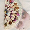 disinfected embroidered amulet and printed face, wipak medical pack.
used