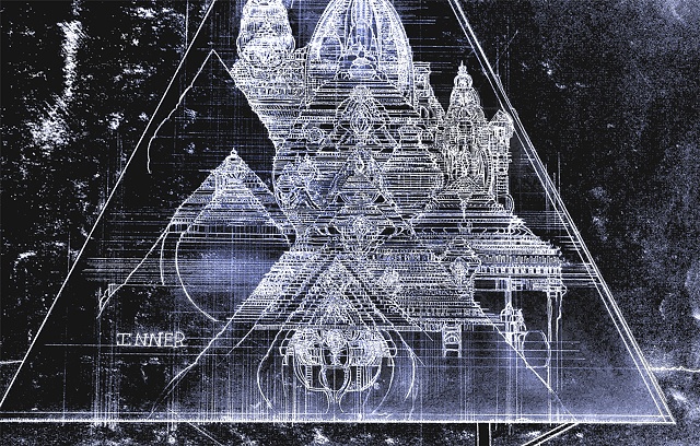 india, eastern architecture, sacred architecture, jungian architecture, inner world, drawing, blueprint