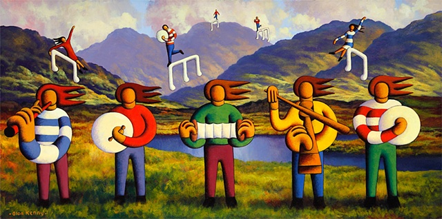 Five Soft Musicians in Irish Landscape