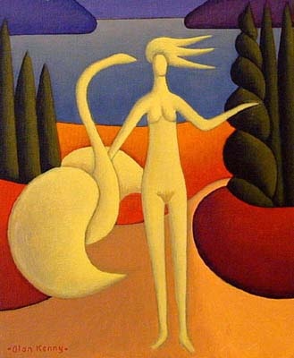 White nude with swan