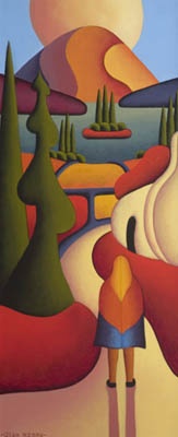 Dreamscape with Soft Cottage & Ritual Figure
