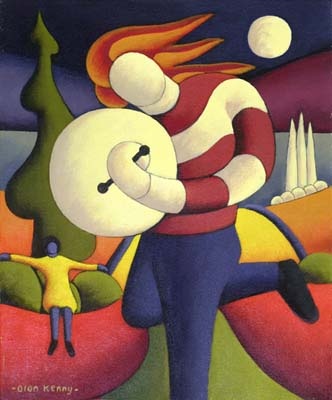 Bodhran Player with Blue Lady