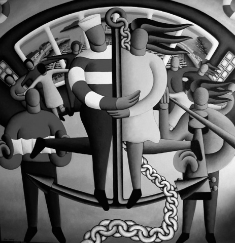 Nautical interior with figures