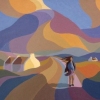 Dreamscape with cottage and girl 