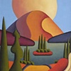 Dreamscape with Soft Cottage & Ritual Figure
