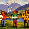 Five soft musicians in connemara landscape