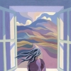 Girl looking out of window