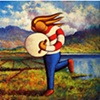 Bodhran player in Connemara Landscape