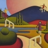 Softscape with Musical Notes,Trees & 3 Figures