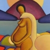 pregnant woman with swan