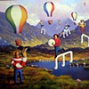 Connemara landscape with balloons and musicians