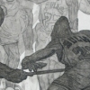 The Fight (detail/staff)