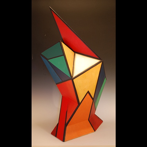 Sculptural for of masonite and acrylic paint by Terry Habeger
