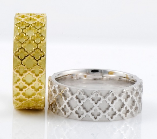 patterned wedding rings