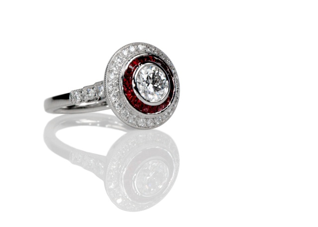 Ruby and diamond Art Deco ring
