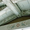 Folk art beams, stenciled and distressed
