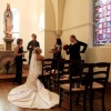 Bridal party waits in chapel