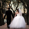 Husband and wife walk away
