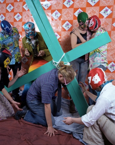 Jesus falls under the weight of the cross