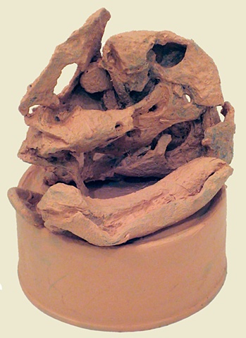 sculpture, found metal, painted sculpture