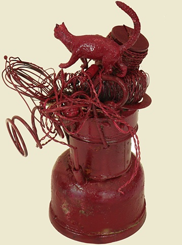 sculpture, found metal, painted sculpture