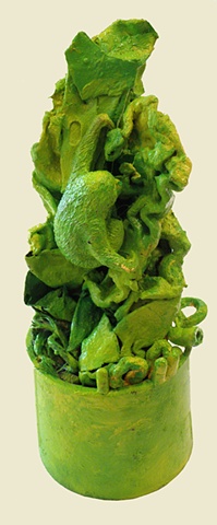 sculpture, mixed media, found objects, metal, plastic
