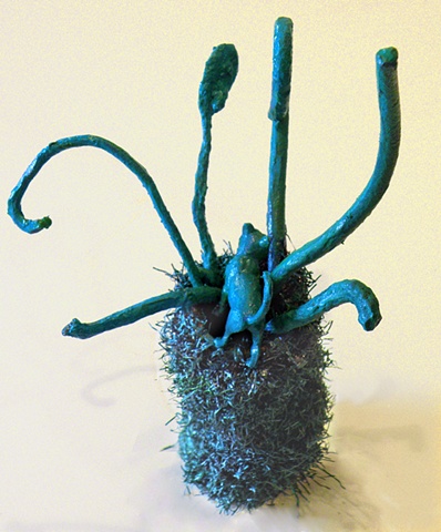 sculpture, mixed media, found objects, metal, plastic