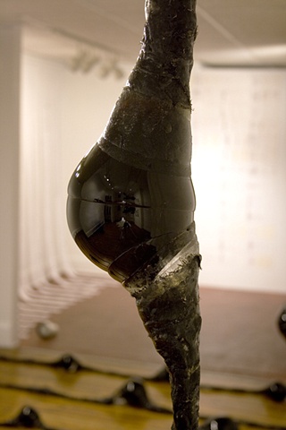 black glass bubbles installation fabric mised media awesome lines language