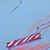 peppermint with ribbon on blue