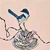 Bird with teacup
