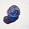 blue cupcake on pink