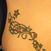 Two fresh dermal anchors in star tattoos