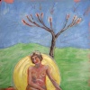 Naked Lady Seated under Bottle Tree