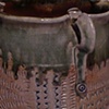 Textured vase with lug handles