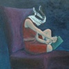 "Cat Lady With Book"
